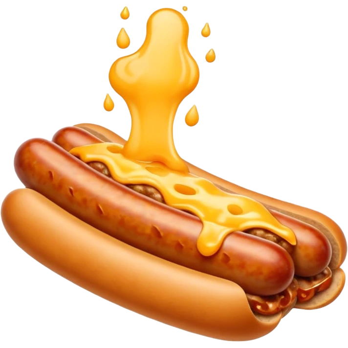 make a picture of a sausage that has been cut in half and melted cheese comes out from inside the sausage emoji