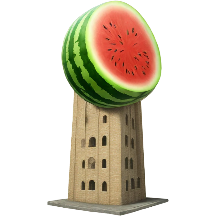 Massive piece of watermelon hitting a tower emoji