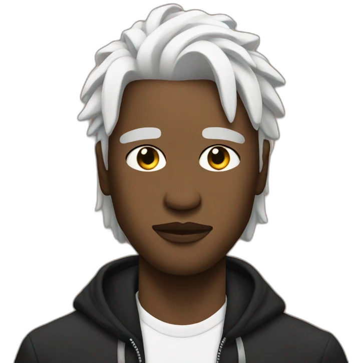 Rapper with white hair with a stray in the middle emoji