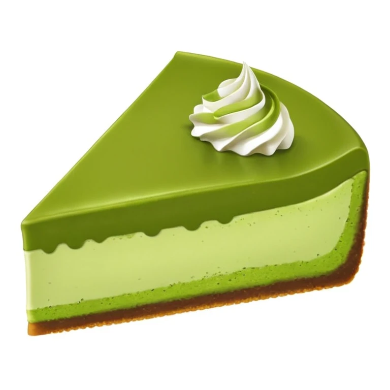 matcha cheesecake slice, matcha powder sprinkled on top, no text emoji