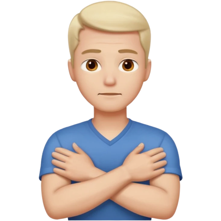 arms crossed hands around neck eyes open man emoji