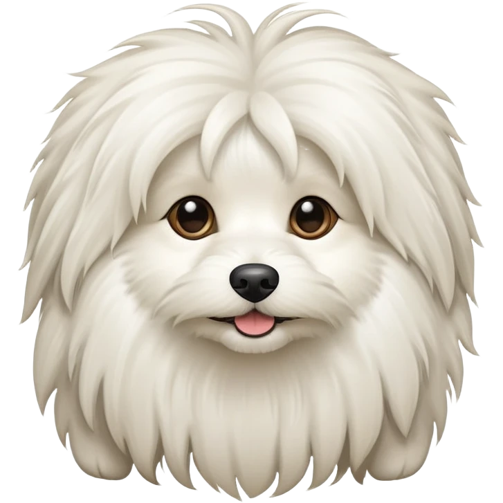 Shaggy white small dog with long face hair emoji