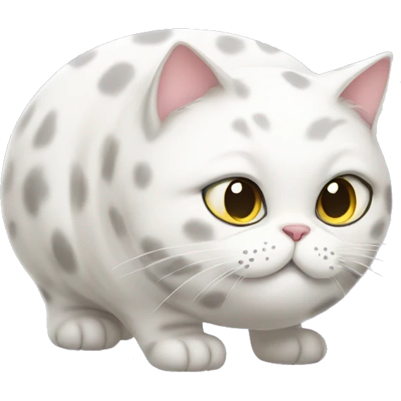 Fat white cat with spots emoji