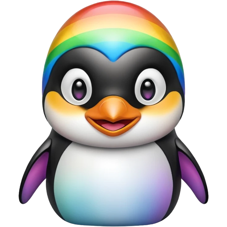 Rainbow penguin happy emoji