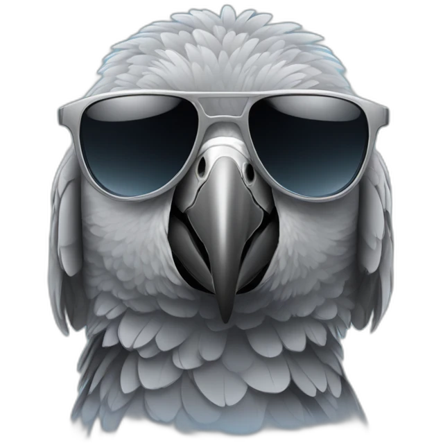 African grey parrot wearing sunglasses emoji