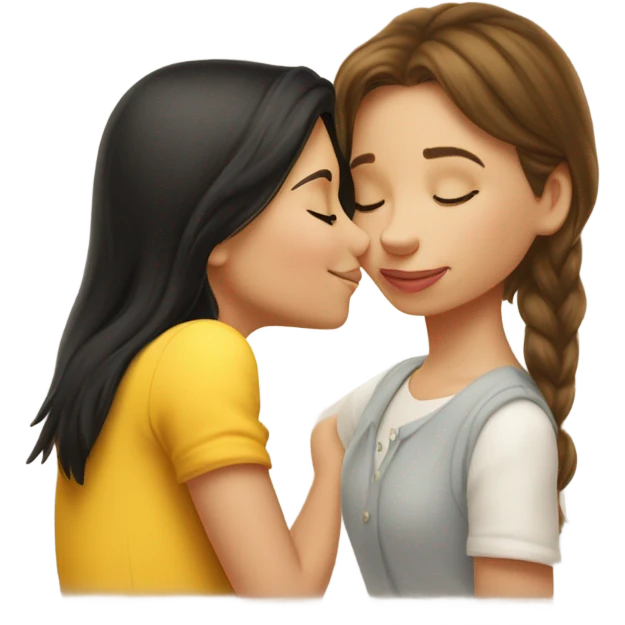 Winnie the Pooh kissing pretty brunette girl on the cheek emoji