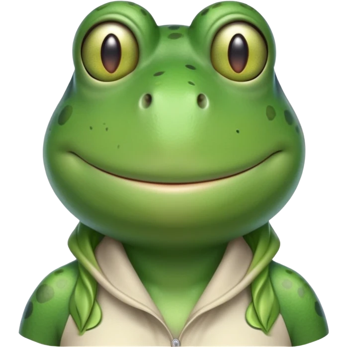 smiling female frog character in casual clothes upright pose emoji