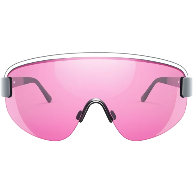 pink tinted shield visor glasses, frameless Y2K style, one continuous lens, minimalist design emoji