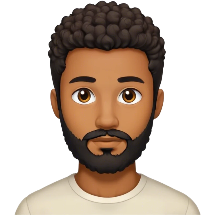 duk with warm brown skin, short curly black hair, neatly trimmed beard, sharp jawline emoji