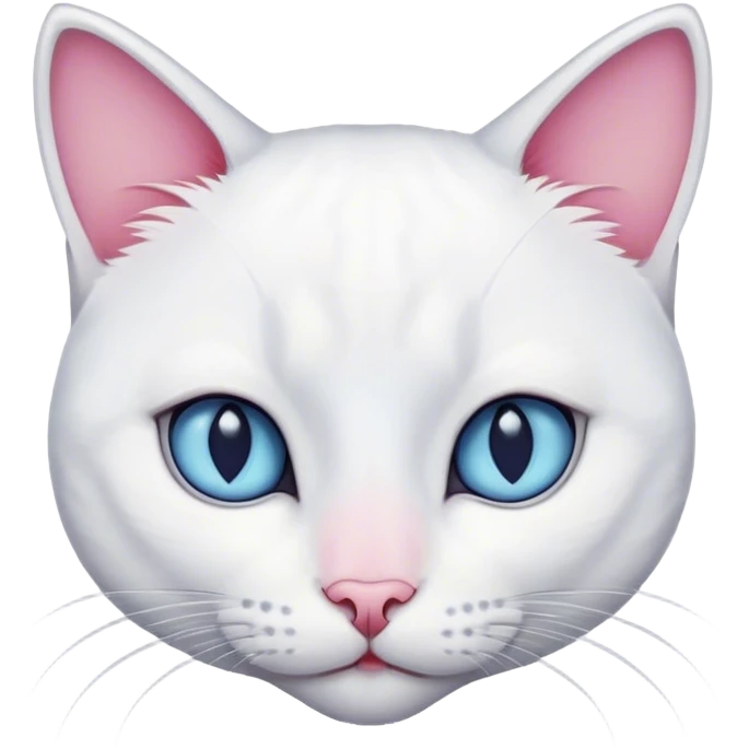 Short hair white female cat with grey features, pink nose and dark blue eyes emoji