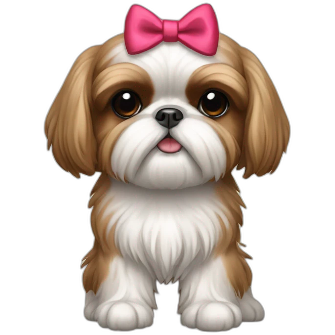 Dog Shih Tzu with a bow on head full-body emoji