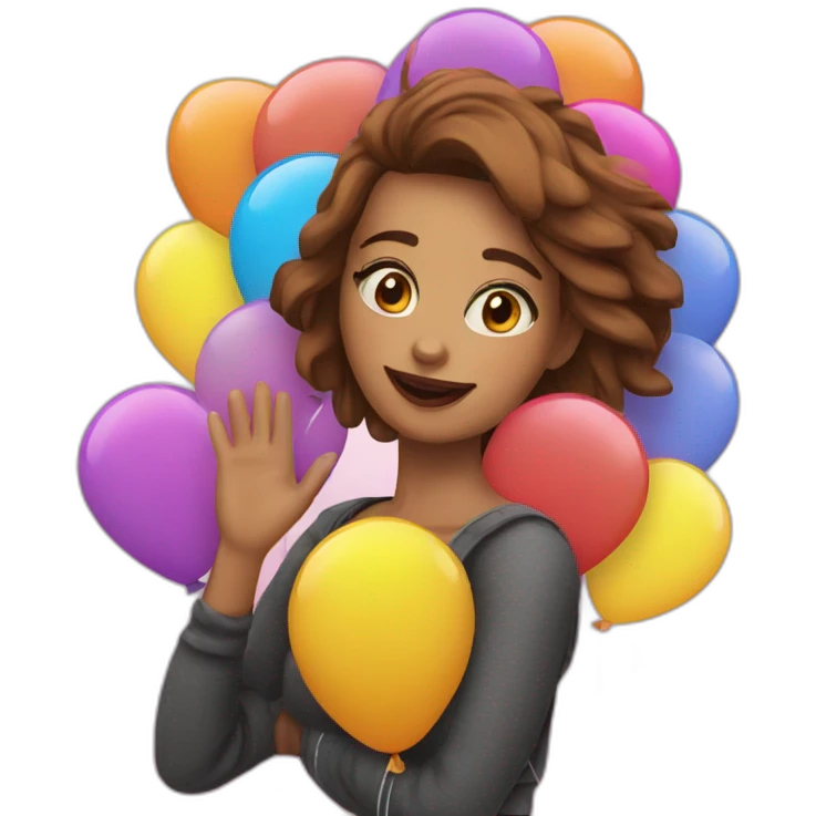 Chica con globos emoji