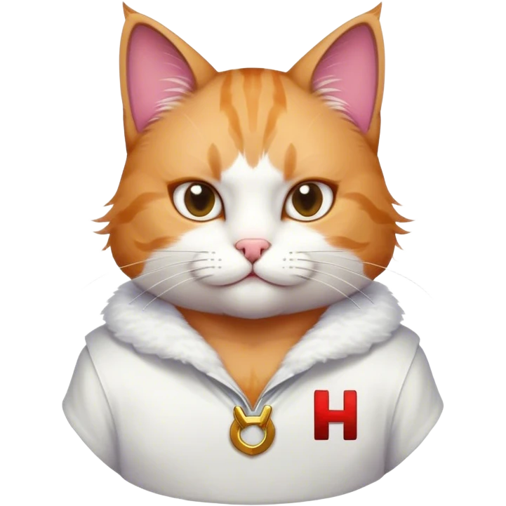 a cat hero with a big H on his shirt  emoji