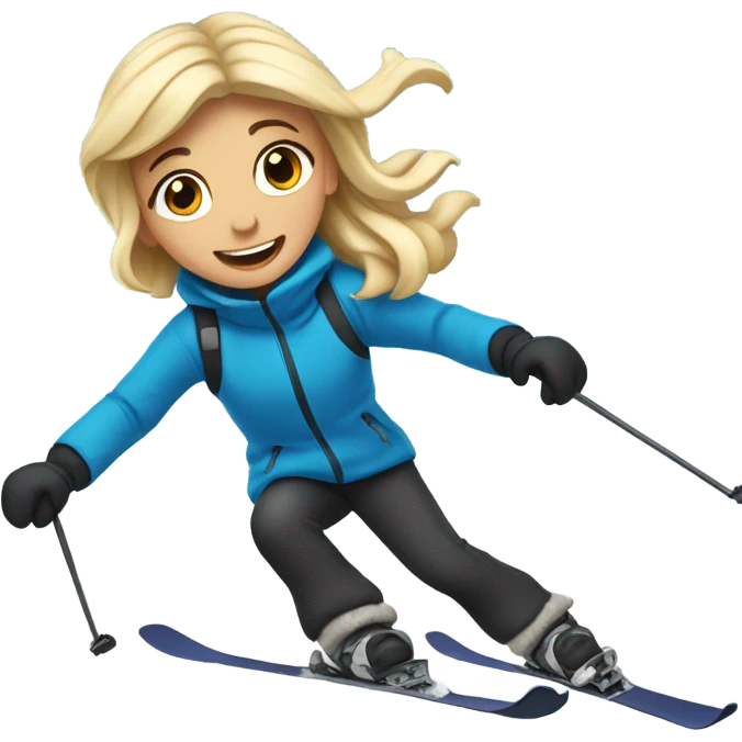 Blonde girl and blonde boy skiing emoji