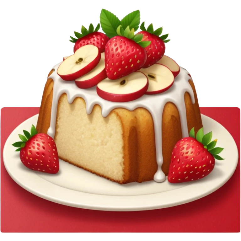 Strawberry poundcake with strawberries apple emoji  emoji