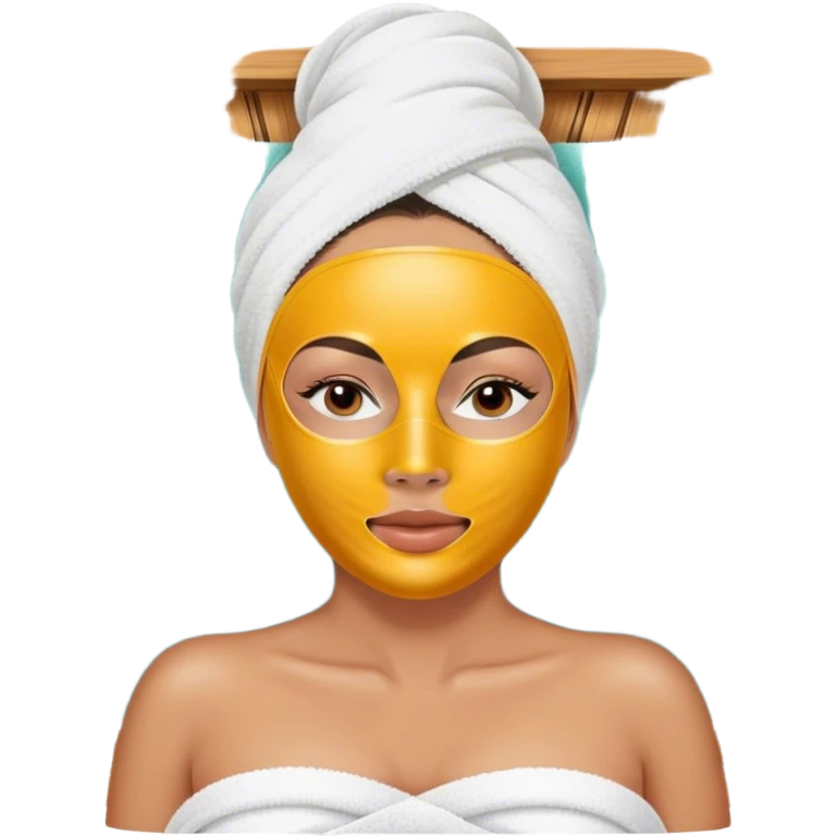 Lady with face mask spa beauty full face relaxing emoji