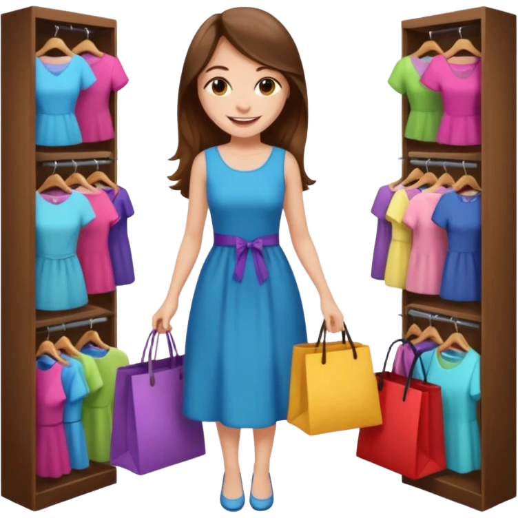 woman with long hair buys clothes in a store, shopping vibe emoji