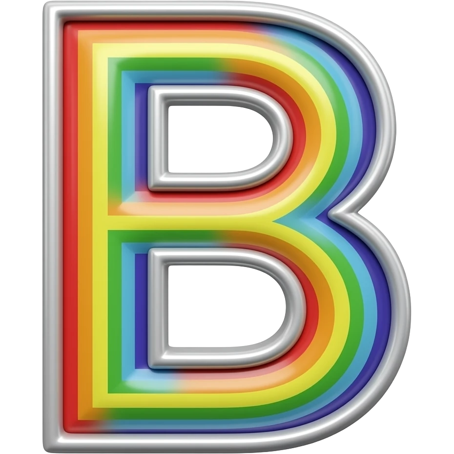 name "Deb" in silver typography lettering, each color of the rainbow as a border outlined around each letter, isolated, 3d rendering, no emoji icons no emoji faces and must have no human figures emoji