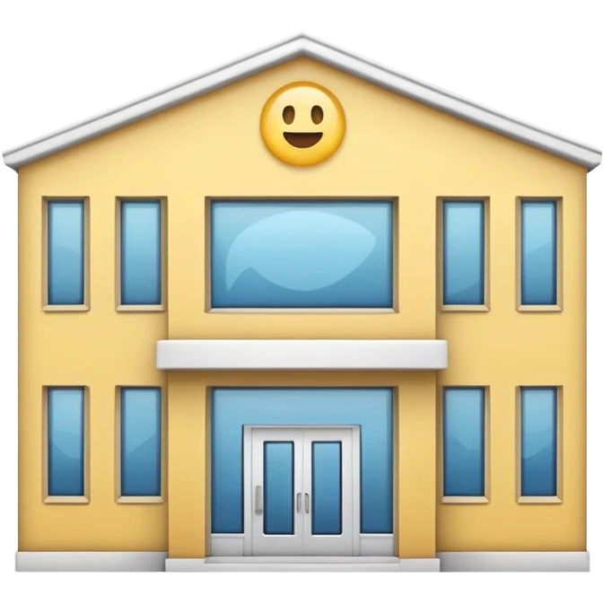 front view of a clinic building with a see-through window, emoji style emoji