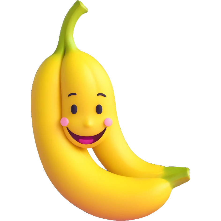 playful banana with a smiley face emoji