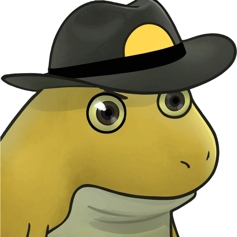 triángulo amarillo con un ojo en el centro y un sombrero negro emoji