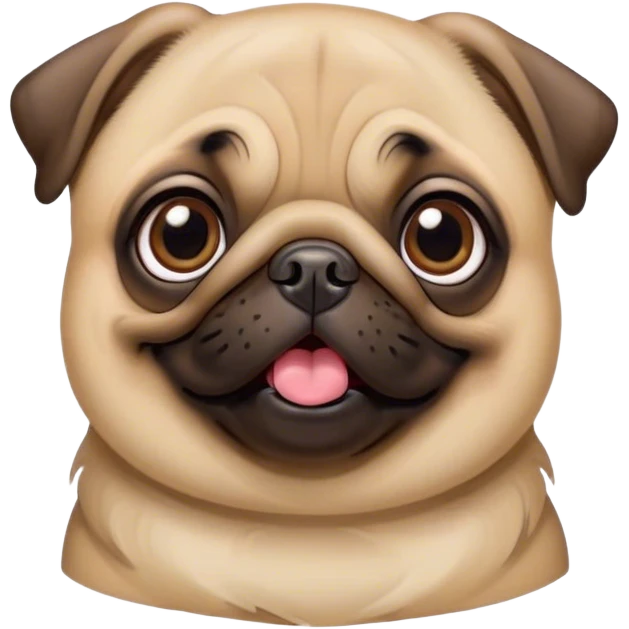 Cinematic Comical Fawn Pug Portrait Emoji, Head tilted dramatically with an exaggeratedly amused expression, featuring a glossy fawn coat with a smooth finish, wide, expressive dark eyes filled with playful disbelief, Simplified yet hilariously expressive features, highly detailed, glowing with a slightly sassy glow, high shine, dramatic yet playful, stylized with an air of cheeky mischief, bright and endearing, soft glowing outline, capturing the essence of a spirited and over-the-top companion, so meme-worthy it feels like it could side-eye its way into internet fame instantly! emoji