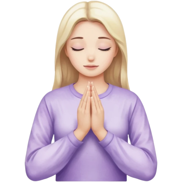 Hands in prayer in watercolor, sleeves in lilac color emoji