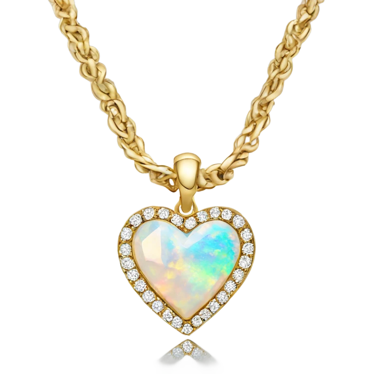 opal Crystal pave heart gold charm  emoji