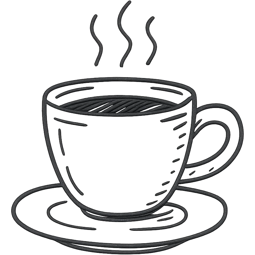 hand drawn outlined cup of coffee icon emoji