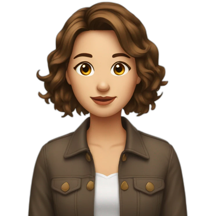 Fille cheveux court bruns meche cote emoji