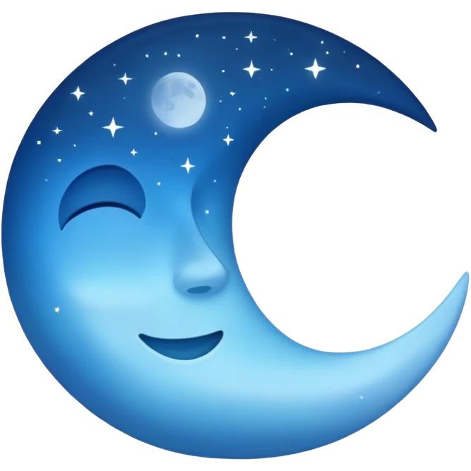 a blue half moon emoji