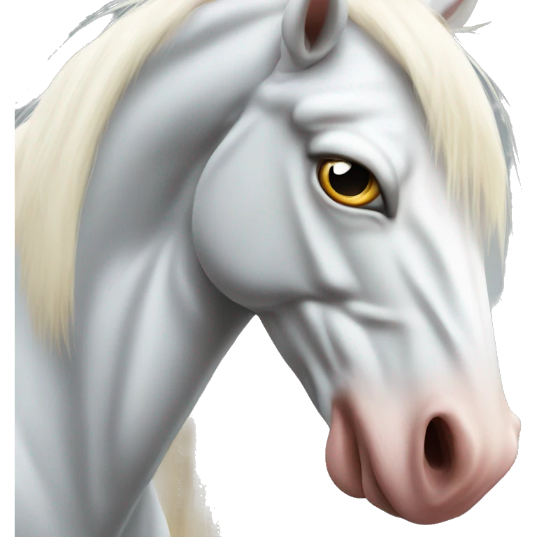 very long wild angry mad albino horse head emoji