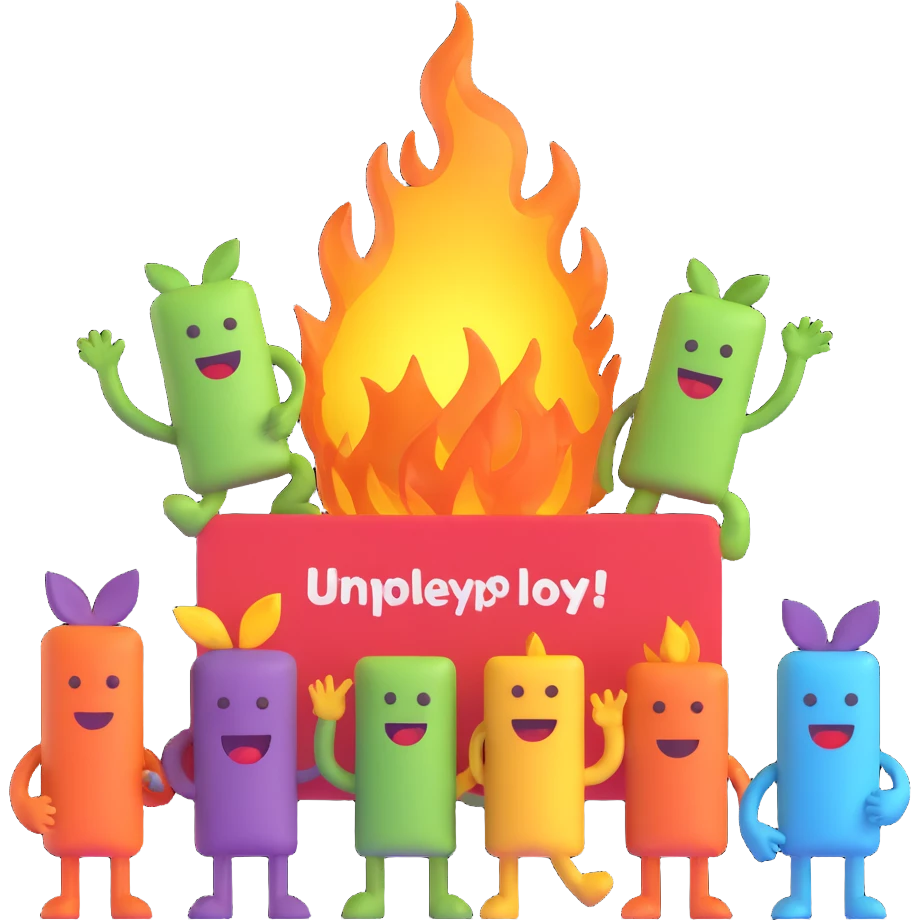 3D emoji-style group of creative characters with unique accessories gathered around the words 'unemployd retards', radiating playful mischief emoji