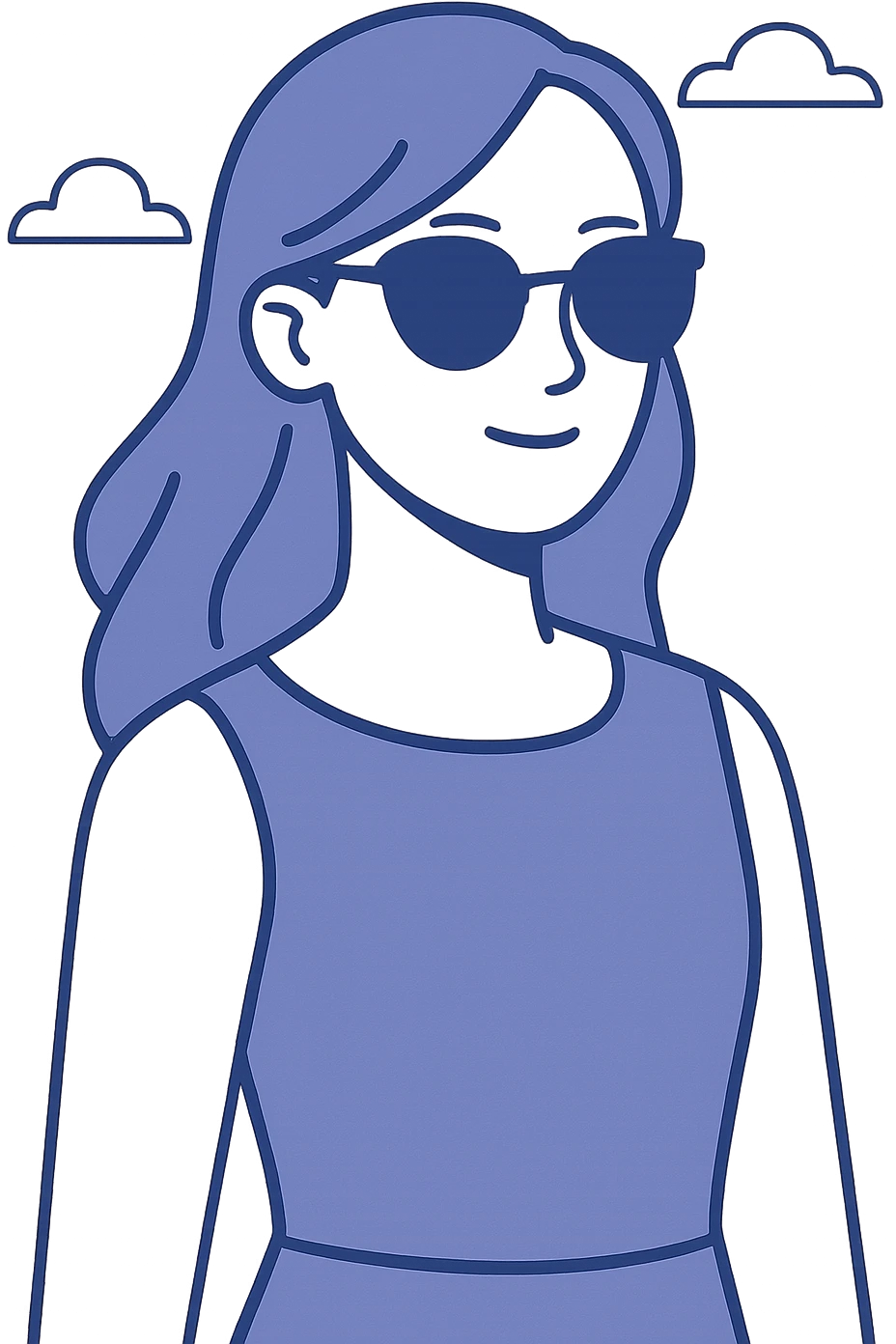 fille élégante avec lunettes de soleil, style flat design emoji