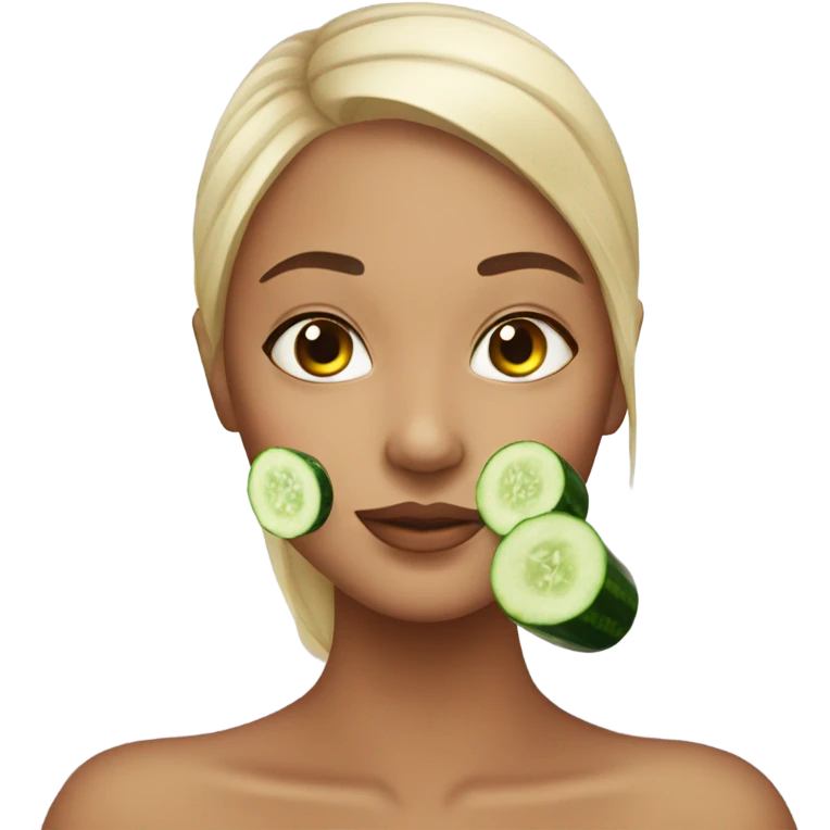 A girl with cucumber spa on her eyes  emoji