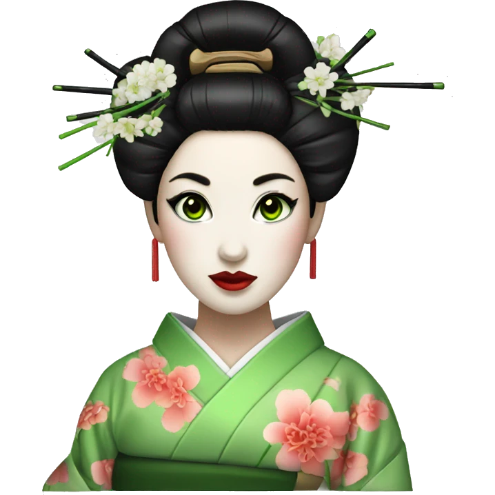 Green eyes geisha emoji
