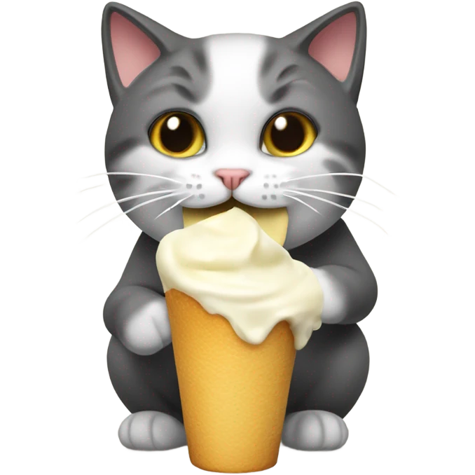 Cat eating sour cream emoji