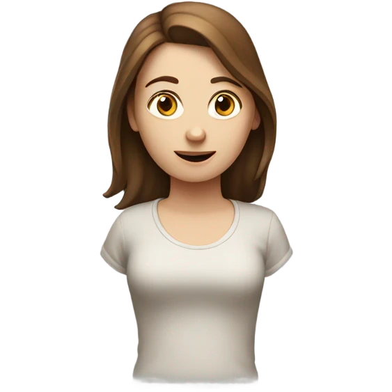 White girl with brown hair shrugging  emoji