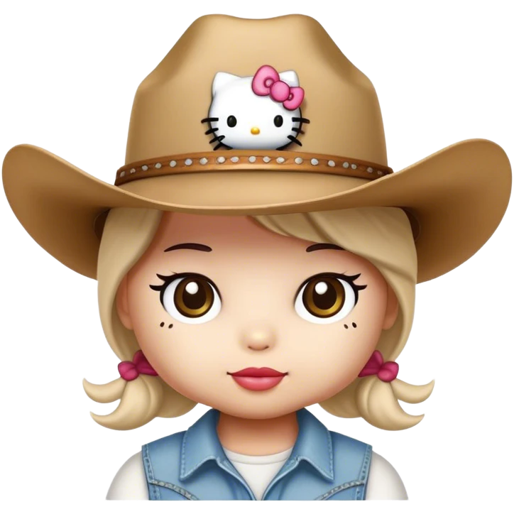 Hello kitty wearing a cowboy hat emoji