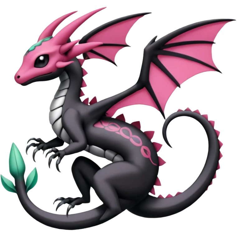 Magenta, black and white Meloetta-Flygon-Gorebyss-Salandit-Gargoyle-Pokémon-Fakémon-creature-fusion-hybrid emoji