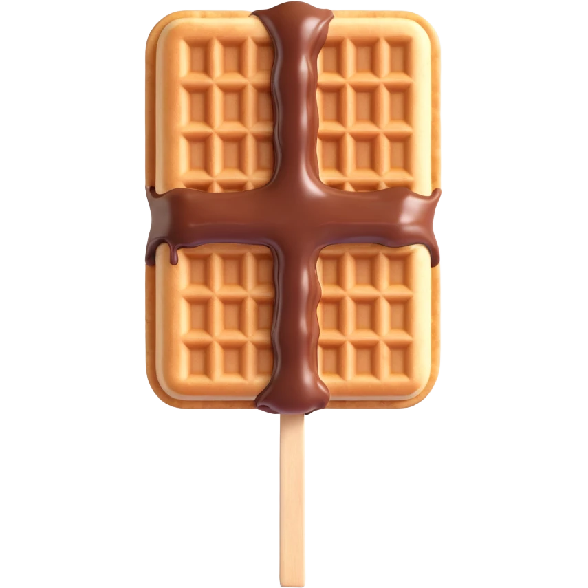 waffle on a stick dipped in chocolate, 3D style, realistic texture emoji