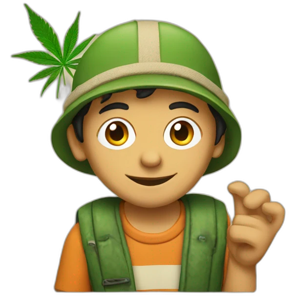 El chavo holds cannabis emoji