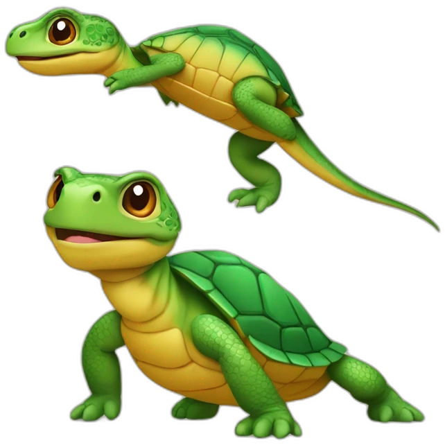 Tortue avec un lézard dessus emoji