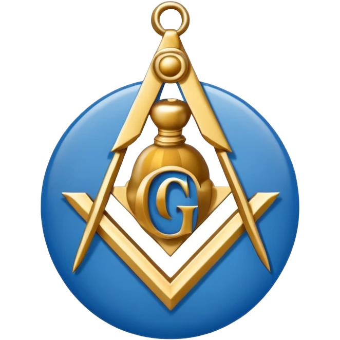 Masonic Square and Compass, stylized with silver and blue, simple Apple emoji style emoji