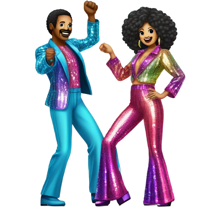 man and woman disco emoji