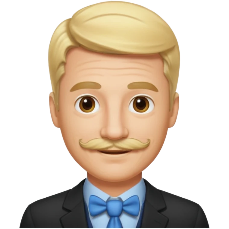 emoji of a 30-year-old man, mature appearance, gentleman features, blond hair, mustache, smiling emoji