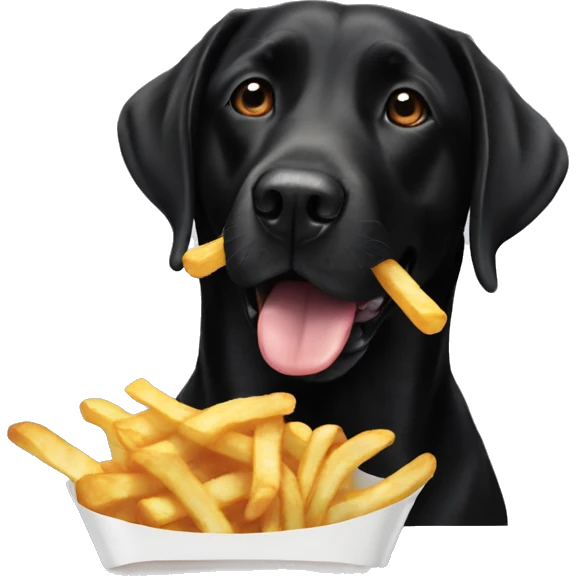 Black lab eating French fries emoji