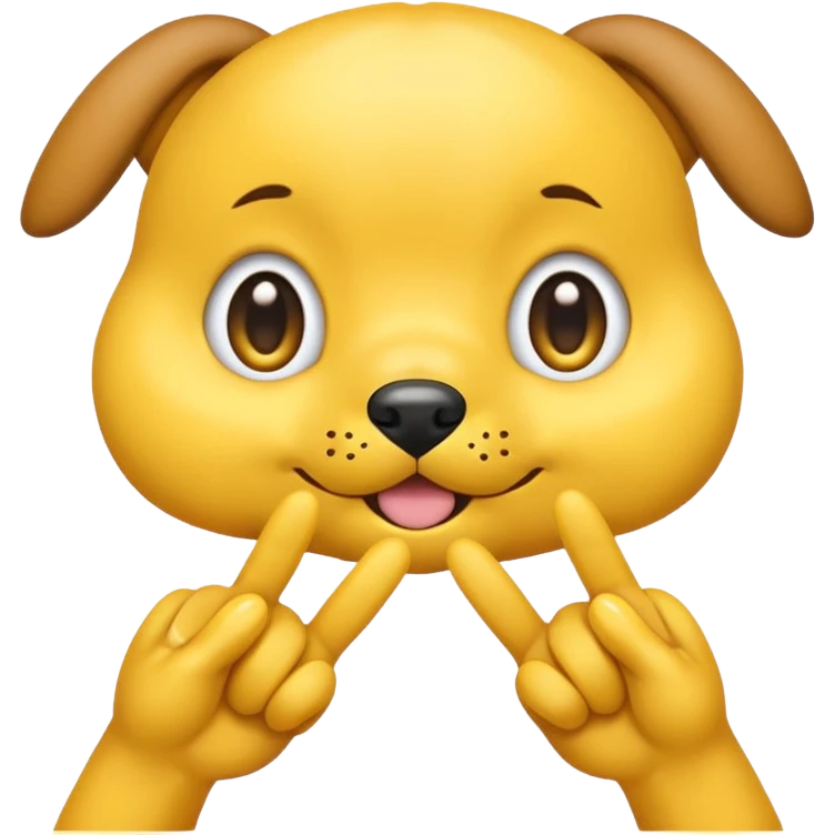 yellow emoji with puppy eyes and two finger pointing at one another finger emoji