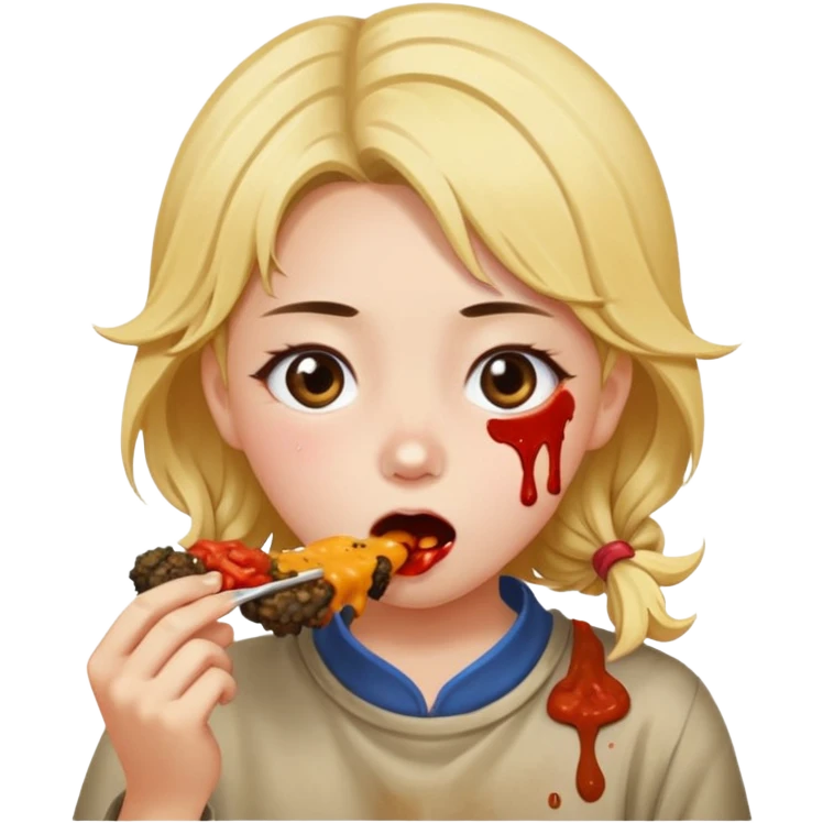 Girl eating muck bang emoji