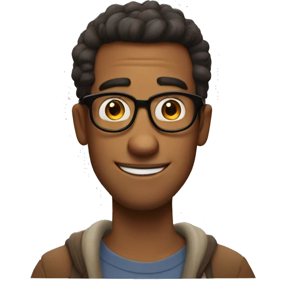 a guy in eyeglass pixar style smirking emoji
